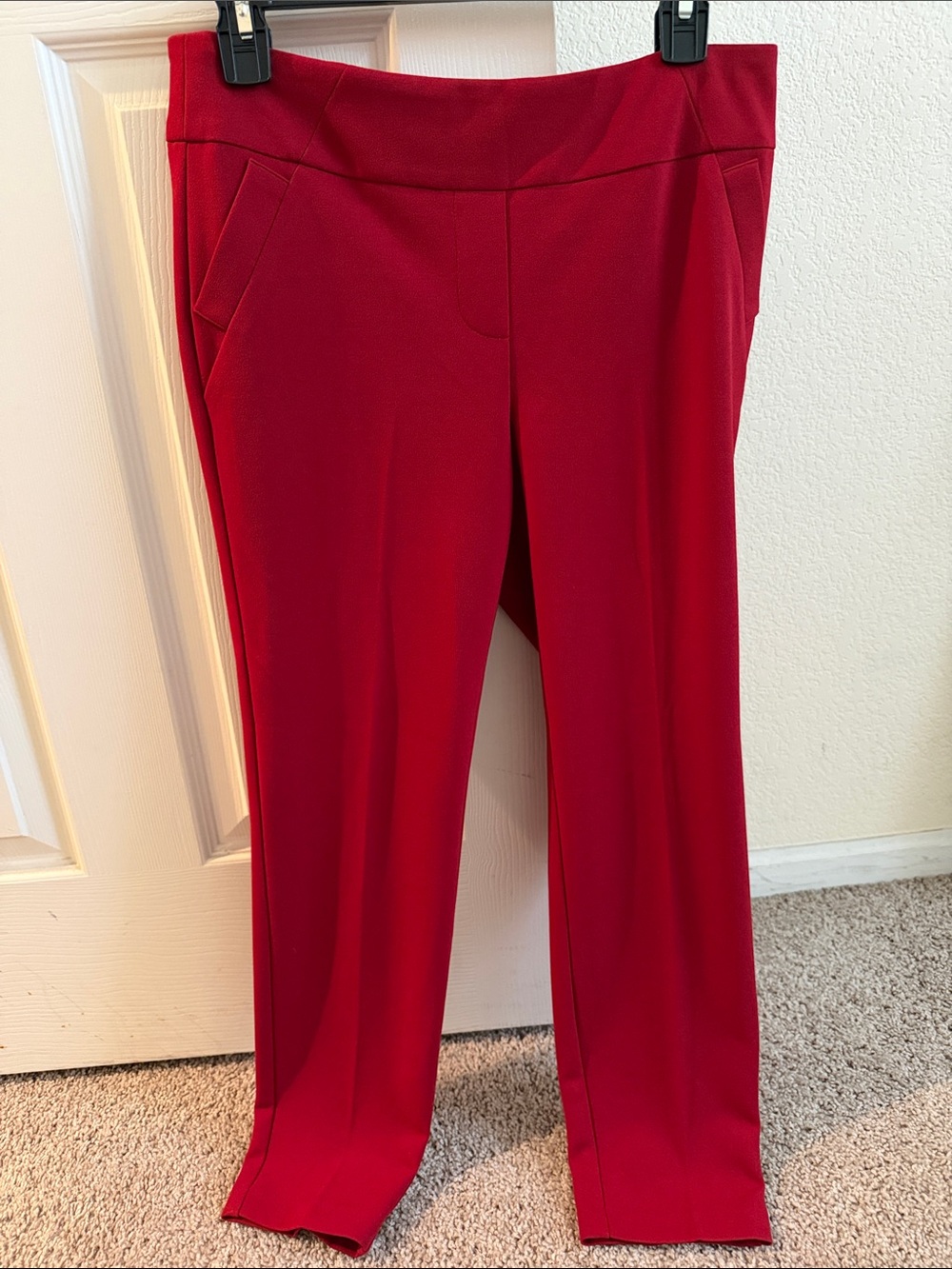 Soho Red Straight-Leg Ponte Trousers